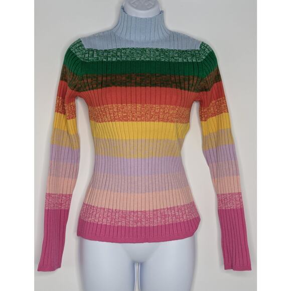 Revolve Stitches + Stripes Rainbow Turtleneck Sweater - Picture 9 of 10